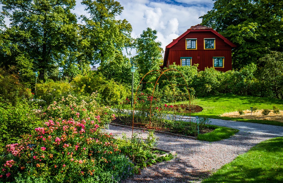 Farmhouse and garden in Skansen Open Air Museum, Djurgården