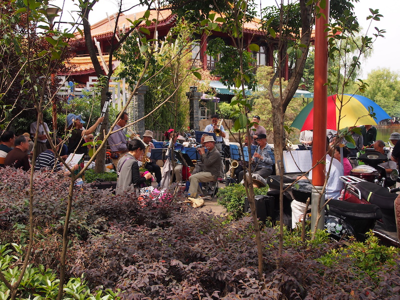 Musicians play in a park in Kunming